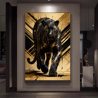 Tableaux et Affiches sur Toile Panthère Noire et Or de Luxe, Décoration Murale pour Chambre, Art Mural Décoratif