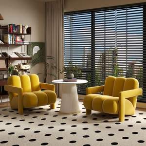 Canapé de style crème nordique avec plusieurs chaises de couleur variée, adapté au salon, à la chambre et aux salons de beauté (chaises d'attente). - Product Image 4