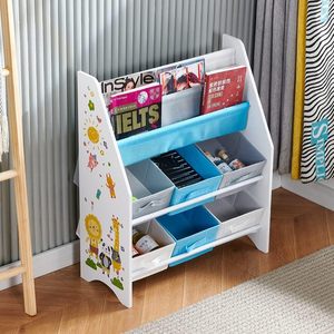 4-Tier <strong>Children's</strong> Wooden Bookshelf <strong>Book</strong> Rack <strong>Storage</strong> with 6 Easy-to-Reach Drawers for <strong>Books</strong> Toys Kids' Reading Material - Product Image 5