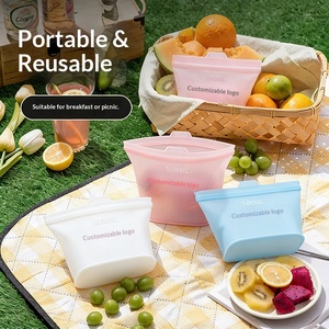 Food Grade Reusable Silicone Food Storage <b>Bag</b> Self Lock Seal Boil And Freeze Safe Food Portion Packing Pouch - Product Image 1