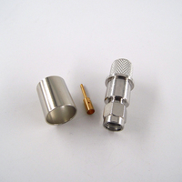 Connecteur coaxial RF à sertir RP-SMA mâle pour câble coaxial LMR 400, 50 ohms, en laiton avec placage PTFE or/tri-alliage pour tests et mesures