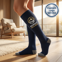 Chaussettes de sport antidérapantes en coton côtelé, hauteur genou, avec logo imprimé vertical personnalisé et blocs de couleur, pour Pilates et Barre, OEM