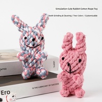 Jouet à mâcher pour chien en corde de coton écologique en forme de lapin mignon, durable et interactif, avec fonctions de nettoyage dentaire, vente en gros