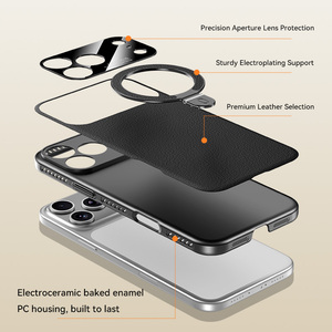 Étui <span class=keywords><strong>de</strong></span> téléphone portable en cuir avec <span class=keywords><strong>protection</strong></span> d'objectif <span class=keywords><strong>de</strong></span> grande fenêtre et chargement magnétique sans fil pour <span class=keywords><strong>iPhone</strong></span> 17 Pro Max 16 15 14 Plus 13 12 <span class=keywords><strong>11</strong></span> - Product Image 4