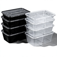 Boîte à lunch jetable rectangulaire à double compartiment en plastique 500/650/750 ml