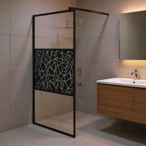 Parete Doccia Walk-In 45.3x76.8 in Vetro ESG Design Pietra Nera per Bagno Contemporaneo - Product Image 2