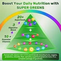 Gummies Super Greens de Fruits et Légumes en Poudre Superalimentaire avec Spiruline, Chlorelle et Fibres Prébiotiques – Complément Alimentaire