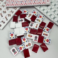 Jeu de Mahjong Américain en Acrylique Multicouche Rouge Vin, Motif Chinois Classique, Jeu de Société pour Fêtes Familiales, Cadeau, Stock US