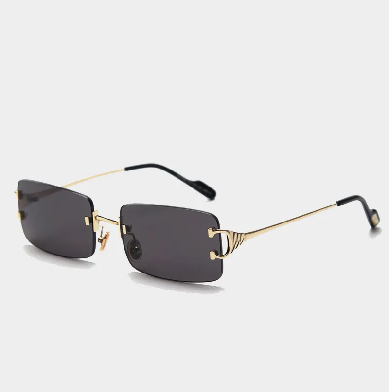 2021 Fashion Rectangle Rimless Style Tint Ocean Lens Sunglasses Women Vintage Brand Design Sun Glasses Oculos De Sol
