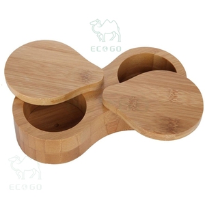 Boîte à épices 7*2 pouces Boîte à sel en bambou Boîte à épices à double assaisonnement pour la cuisine - Product Image 1