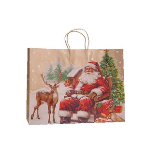 Bolsa de Regalo de la Colección Navideña, Bolsa de Papel Kraft, Santa Claus, Reno, Gran Capacidad, Estilo para Llevar, Venta al por Mayor - Product Image 6