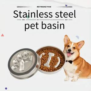 Mangkuk Anjing 3Elecpet Dengan Alas Karet Anti-Selip Mangkuk Makan Hewan Peliharaan Stainless Steel Perak Mangkuk Air Untuk Hewan Peliharaan Kecil Menengah - Product Image 6