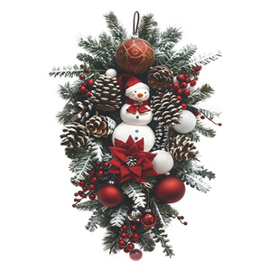 Adesivo in Vinile PVC Impermeabile <span class=keywords><strong>per</strong></span> Natale, Pupazzo di Neve Artificiale, Pallina Rossa, Decorazione <span class=keywords><strong>per</strong></span> Porta d'Ingresso e Parete, <span class=keywords><strong>per</strong></span> Casa e Hotel, <span class=keywords><strong>per</strong></span> le Feste - Product Image 5