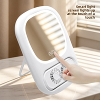 Ventilateur réglable à 5 vitesses, miroir compact, miroir de maquillage LED pliable portable, adapté à une utilisation en extérieur