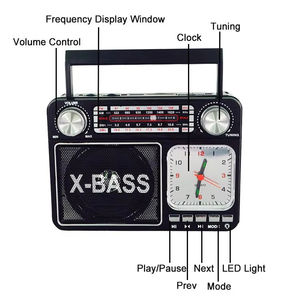 Custom Retro Portable Radio Multi Band AM FM SW Receiver X BASS USB <b>MP3</b> Player With Flashlight Quartz Clock - Product Image 3