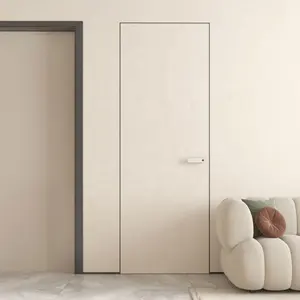 Puerta interior insonorizada invisible sin marco dormitorio interior minimalista Línea interior de madera maciza puerta cero