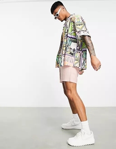 <span class=keywords><strong>Camicia</strong></span> Oversize Personalizzata in <span class=keywords><strong>Misto</strong></span> <span class=keywords><strong>Lino</strong></span> con Stampa di Cartoline - Product Image 3