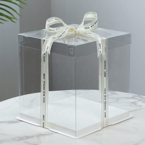 Three in One Cake Boxes Single-layer Double-layer <b>Wedding</b> Cake Box Transparent With Window - Product Image 4