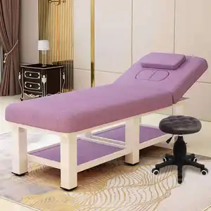 modern popular luxury pink facial massage salon velvet 3 section adjustable parts beauty treatment bed