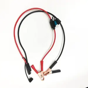 Battery Cable Black Red Fireproof SAE Connector to Alligator Clip Wire Harness