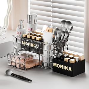 Boîte de rangement cosmétique Monika avec tiroirs, organisateur de maquillage de grande capacité pour table de maquillage, boîte de rangement en plastique - Product Image 2