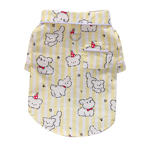 Maglietta per Cani in Cotone Stile Principessa, Abbigliamento Primaverile e Autunnale, Outfit per Coppie, Pigiama a Righe Sottile per Cuccioli, Modello Bichon Frise - Product Image 5