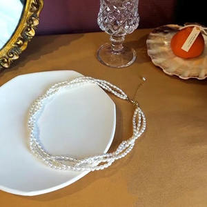 For Xiaomi High-End 3-4MM Freshwater Pearl Necklace Multi-layer Stacked with <b>14K</b> <b>Gold</b>-Plated Tail <b>Chain</b> White Pearl - Product Image 2