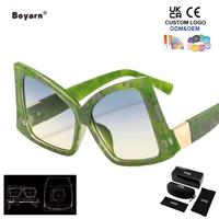 Lunettes de soleil œil de chat Boyarn, monture large irrégulière, lunettes originales bicolores, montures de lunettes avec plaquettes de nez personnalisées