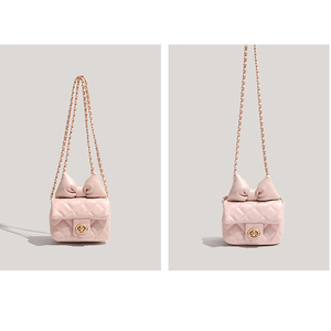 Factory Custom Logo Diamond Lattice Chain Crossbody Bag Ladies Summer Ballet Style <b>Bow</b> Decor Mini Handbag - Product Image 6