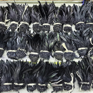 Plumes de coq noires de haute qualité de 4 à 6 pouces, en guirlande, pour la fabrication de mouches de pêche <span class=keywords><strong>et</strong></span> la décoration de costumes de carnaval Samba (vente en gros) - Product Image 1