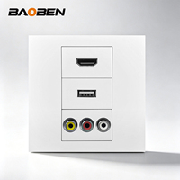 Plaque murale multimédia BAOBEN type 86, prise murale USB 3RCA AV RCA audio vidéo pour câblage de cinéma maison