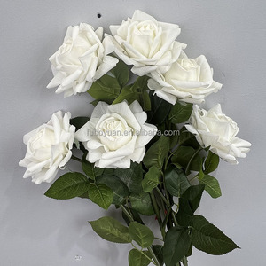 F62 فاخر حرير اصطناعي بورجوندي أبيض وردي زهور بيع بالجملة لمس حقيقي ورود عالية الجودة زهور زينة لحفلات الزفاف - Product Image 6