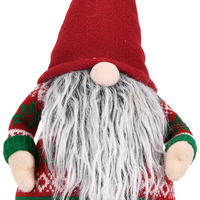 Gnome de Noël en peluche rouge foncé à chapeau plié, avec barbe grise et pull en tricot Fair Isle, pour décoration de cheminée nordique, en gros