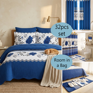 Ensemble de literie imprimée 32 pièces « Room in a Bag » pour toutes les saisons, avec accessoires de bain et rideaux, solution tout-en-un, disponible depuis notre entrepôt local aux États-Unis - Product Image 1