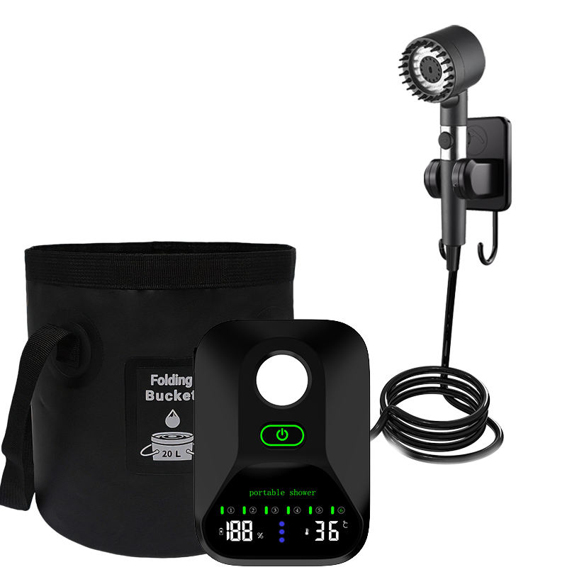 8000 mAh noir + seau d'eau pliable de 20 L