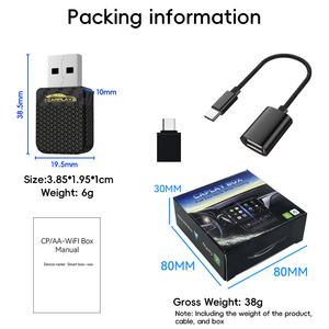 อะแดปเตอร์ CarPlay สำหรับ Android พอร์ต USB แบบพกพาสีดำใหม่อะแดปเตอร์ CarPlay อัตโนมัติแบบ2 in 1 OEM สายอัพเกรด CarPlay - Product Image 6