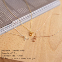 Collier EManco en acier inoxydable, chaîne en câble, alphabet cursive, petit pendentif en forme de cœur, bijoux minimalistes pour femmes, mode quotidienne