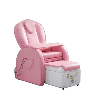 Sillón de Pedicura Moderno Ajustable de Color Rosa para Salón de Uñas, Asiento de Cuero PU, Respaldo, Masajeador, Reposapiés, Lámpara LED de 7 Colores, Marco de Madera - Product Image 6