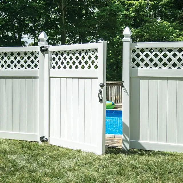 Longjie 6ft.H x6ft W beyaz Modern tasarım kafes PVC plastik vinil açık gizlilik çit