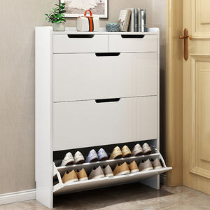 Modernos Zapateros de Madera Blancos de Alto Brillo para 50 Pares, Armario de Almacenamiento en Línea, Diseños de Organizador de Armario para Muebles de Sala de Estar - Product Image 2