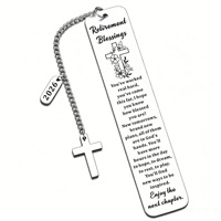 Marque-page en acier inoxydable gravé au laser avec logo personnalisé, verset biblique et breloque croix – Cadeau religieux chrétien inspirant