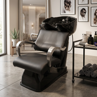 Chaise de lavage moderne pour salon avec bac en céramique facile à nettoyer, mousse haute densité pour salons de beauté et salons de coiffure