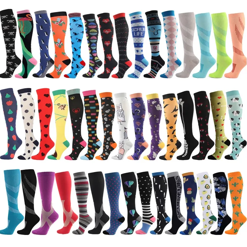 Hot Sale Knee High Long Cycling Medical Stocking 20-30 mmhg for Running Nurse Compression Socks