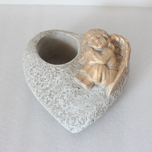 Macetero esmaltado con diseño personalizado para el hogar, maceta de Ángel con forma de corazón, color gris, para decoración de la <span class=keywords><strong>casa</strong></span> - Product Image 3