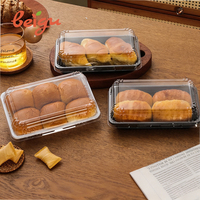 Boîte d'emballage jetable en plastique PET écologique pour la cuisson du pain, des pâtisseries, de la viande, des petits pains, des choux et des gâteaux