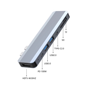 100W 7 trong 2 <span class=keywords><strong>USB</strong></span> Loại <span class=keywords><strong>C</strong></span> Hub đa <span class=keywords><strong>c</strong></span>ổng <span class=keywords><strong>adapter</strong></span> cho máy tính xách tay mac-book với <span class=keywords><strong>Micro</strong></span> SD đầu đọ<span class=keywords><strong>c</strong></span> thẻ SD - Product Image 1