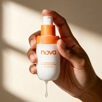 Flacon pompe en verre blanc de 30 ml (1 oz) en forme de capsule pour sérum, emballage de fond de teint, flacons cosmétiques vides avec pompe orange et logo