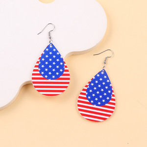 Pendientes con diseño de estrellas a rayas rojas, blancas y azules para el Día de la Independencia estadounidense, pendientes de acrílico para mujer. - Product Image 6