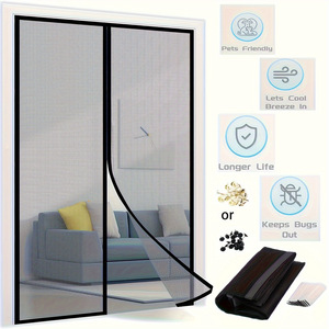 Magnetic Door Screen 150x240cm Insect Protection Door No Opening Mesh Fly Curtain Automatic Closing For Kitchen Bedroom Air Conditioner Room, Brown - View #6