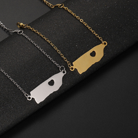 Pulseras con Dije de Mapa de Puerto Rico Chapadas en Oro de 18k, Pulsera de Cadena de Eslabones con Dije de Mapa Boricua de Puerto Rico de Acero Inoxidable